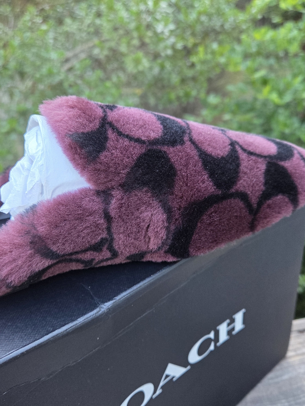 New Coach Plush Slip-Ons - Merlot - Picture 3 of 5